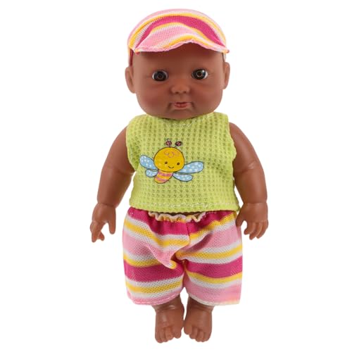 Milisten Realistische 18cm Babypuppe für Kinder Lebensechte Kleiner Babypuppe aus Vinyl Afrikanische Kunststoffpuppe für Spiel und Ausstellung von Milisten