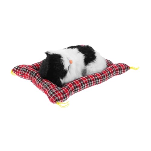 Milisten Realistisches Katzenmodell mit Meckerndem Sound Weicher Schlafmatte Handgefertigte Simulation Katze Dekoratives Plüschtier für Tisch Regal Schlafzimmer für Katzenliebhaber von Milisten