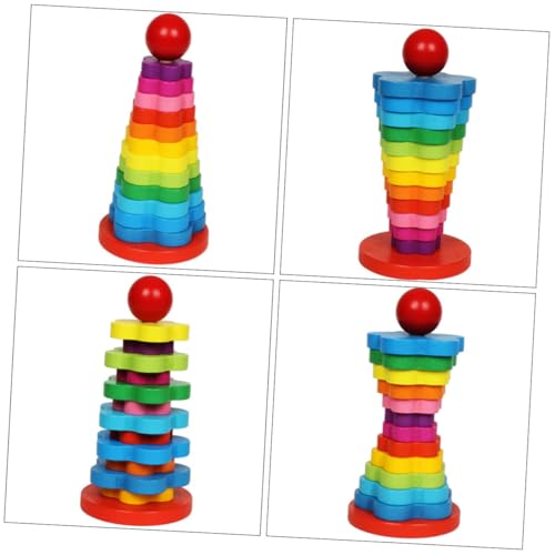 Milisten Regenbogen Stapelturm aus Holz Teiliges Montessori Lernspielzeug für Kreativität Geschicklichkeit und Geduld für Frühkindliche Bildung von Milisten