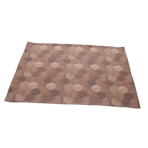 Milisten Retro -sechseckiger Bodenmodell Puppenhausboden Miniaturdiele Zum Basteln Mini-dielendekoration Mini-hausboden Mini-Ornamente Zum Basteln Mini-bodenbelag Pu-Leder von Milisten