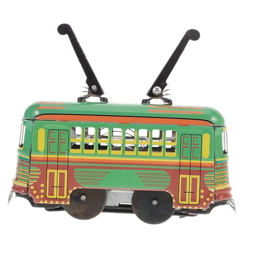 Milisten Retro -straßenbahnspielzeug Fahrzeuge Aus Druckgussmetall Trolley Für Plüschtiere Spielzeugbusse Für Kleinkinder Stadtbus- Aus Druckguss Mini-spielzeugwagen Grün Eisen von Milisten
