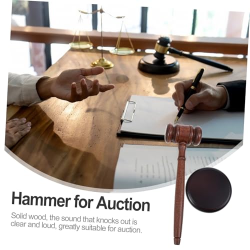 Milisten Robuster Holzhammer Teilig mit Sockel Klarer Klang Hammer für Gericht Versteigerung Bühne Vintage Design Langlebig und Praktisch für Richter und Auktionatoren von Milisten