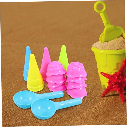 Milisten Sandspielzeug Eisformen Teilig Kreative Eistüten Sandformen mit Löffeln und Deckeln Leichtes Kunststoffspielzeug für Strand Garten Indoor Fördert Fantasie und Motorische von Milisten