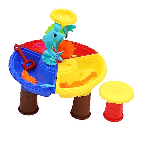 Milisten Sandspielzeug Strandtisch Sand und Wassertisch Bunte Montagespielzeuge für Kleinkinder Fördert Kreativität und Motorische Fähigkeiten Leicht und Sicher für Draußen von Milisten