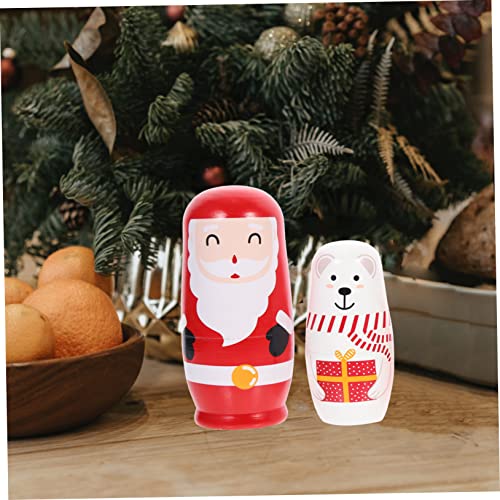 Milisten Schichtige Handbemalte Weihnachtsmann Holz Nistpuppen Langlebige Russische Stapelpuppe mit Glatten Kanten Sichere Kinderzimmer Dekoration und Festliche Wohnraumgestaltung von Milisten