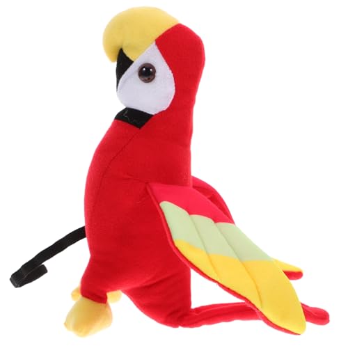 Milisten Schulterpapierpuppe Künstliche Papageien-Requisite Plüschvogel auf der Schulter Schulterpapageienstütze gefüllter Papagei für die Schulter Papagei Stofftier rot von Milisten