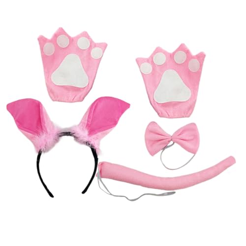 Milisten Schwein Kostüm Set mit Niedlichem Schweineohren Stirnband Schleife und Handschuhen Leichtes Cosplay Zubehör für Fasching Halloween Karneval Komfortabel und Detailreich Gestaltet von Milisten