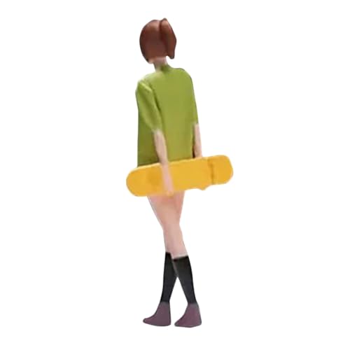 Milisten Skateboard Mädchen Miniaturfigur aus Harz Kreatives für Mikrolandschaften Sandtisch Zubehör Realistische Modell Szenen Langlebig und Detailreich von Milisten