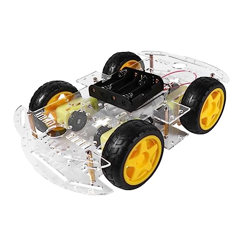 Milisten Smart-car-Chassis Mit Vier Rädern Ferngesteuertes Auto Chassis-kit Selbstversammlung Chassis Smart Car Chassis Plastik Black von Milisten
