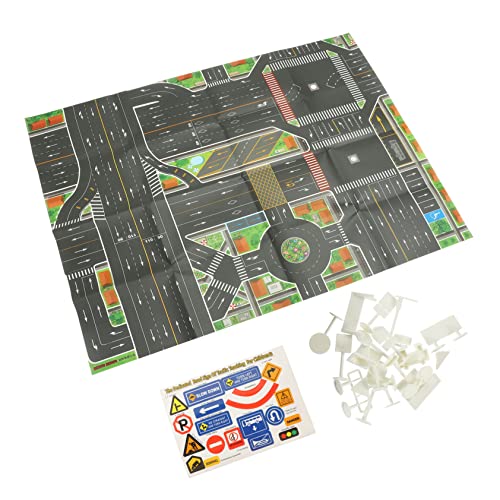 Milisten Spielteppich Verkehrszeichen Set Teiliges Verkehrserziehungs mit Stadtkarte Bunte Straßenschilder Pädagogisches Verkehrssicherheits Spiel für Vorschulkinder Fördert Spielerisch von Milisten