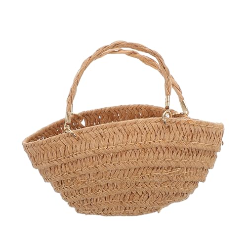 Milisten Strohsack Tragbare Aufbewahrungsbox Für Puppen Puppengeldbeutel Kleine Körbchen Mini-Rucksack Für Puppen Osterkorb Mini-eimertasche Puppenhaus Mini Stroh Light Brown Papier von Milisten