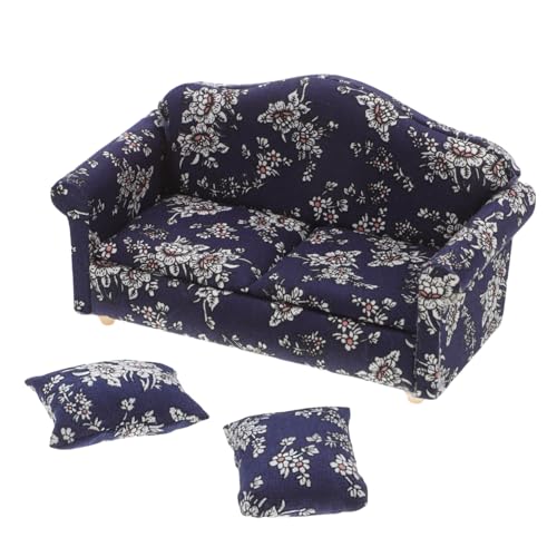 Milisten Süße Kleine Puppenhausmöbel Mit Blumenmuster Winziges Sofa Und Kissen Für Mini Wohnzimmer Setup Miniatur -szenenmöbel von Milisten