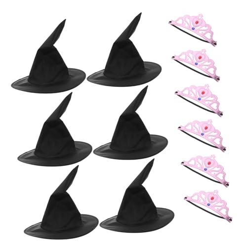 Milisten Teiliges Prinzessinnen-kronen Hexenhut-set für Weiche Pinke Kronen Schwarze Hexenhüte Bequemes Leichtes Material als Party-deko und Kostümzubehör für Geburtstagsfeiern und Cosplay von Milisten