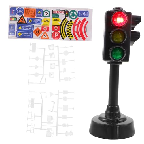 Milisten Teiliges Verkehrszeichen Spielset Miniatur Verkehrsschilder und Schwarzem und Grünem Ampelspielzeug Pädagogisches Verkehrssignal Lernspielzeug für Fantasievolles Rollenspiel und von Milisten