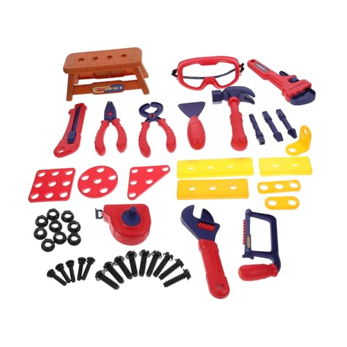 Milisten Teiliges Werkzeugspielzeug Set Bunte Kunststoff Lernwerkzeuge Realistische Reparaturspielzeuge für Kleinkinder Fördert Handwerkliche Fähigkeiten und Kreatives von Milisten
