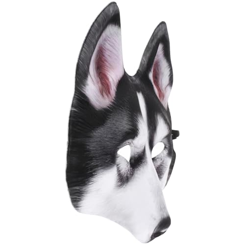 Milisten Tiermaske Welpenmaske Echtes Kostüm Kunst Halloween Kopf Hunde Halloween Husky Maske Damen Halloween Maske Masken Halloween Party Wolf Pelzig Süß Voll von Milisten