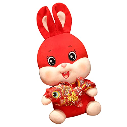Milisten Tierpuppenspielzeug Hase Gefüllte Puppe Hase Gefülltes Maskottchen- Jahr Der Hasen-Maskottchen-Puppe Hasenpuppe Neujahr Desktop-kaninchenpuppe Pp Baumwolle von Milisten