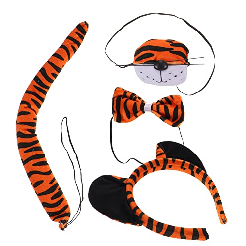 Milisten Tiger Kostüm Zubehör Set Teilig mit Stirnband Nasenapplikation und Fliege für Cosplay Fasching Halloween Geburtstagsfeier und Kostümparty von Milisten