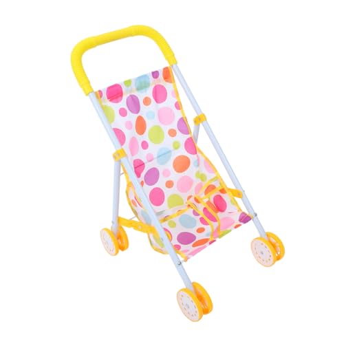 Milisten Trolley- Spielhauszubehör Mini-Hauskinderwagen Spiel Kinderwagen Zubehör für Babypuppen Simulationspuppenwagen Mikro-Layout-Ornament Eisen Colorful von Milisten