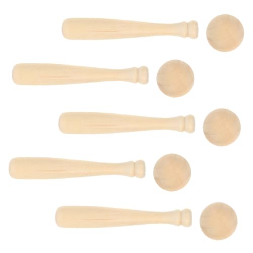 Milisten Unlackiertes Teiliges Mini Holz Baseballset mit Mini Baseballschlägern und Bällen DIY Bastelset für Bemalbare Holzschläger und Bälle für Kreative Handwerksprojekte von Milisten