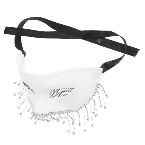 Milisten Vintage Strass Maske für Erwachsene Halbtags Maske mit Quaste für Karneval Halloween und Maskenball Elegante Augenmaske für Partys und Bühnenaufführungen von Milisten