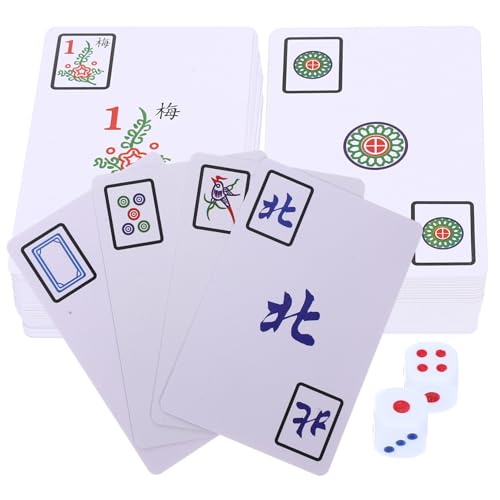 Milisten Wasserdichtes Reise Mahjongkarten mit Würfeln Chinesisches Stilspiel Leicht Robust Tragbar für Party Zuhause und Freizeitspaß von Milisten