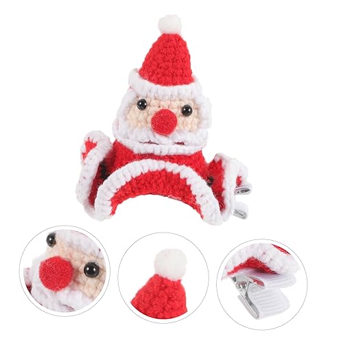 Milisten Weihnachtliche Haarklammer Kleine Santa Mütze Häkelhaarspange aus Baumwollgarn Langlebig Süßer Weihnachtskopfschmuck für Festliche Partys und Alltag von Milisten