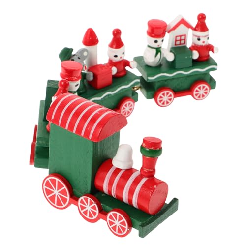 Milisten Weihnachtlicher Holz Zug Deko Teilig mit Abnehmbaren Figuren Schneemann Bär Multifunktional als Tisch und Fensterdeko Grün Festliche Atmosphäre von Milisten