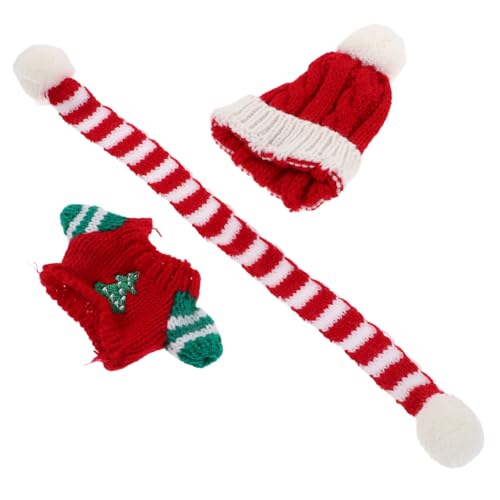 Milisten Weihnachtliches Puppenkleid Set mit Weichem Kuscheligem Strickpullover Mütze und Schal aus Sanfter Wollwolle Festliche Puppenkleidung für Plüschtiere für Dekoration und Milisten Weihnachtliches Puppenkleid Set mit Weichem Kuscheligem Strickpullover Mütze und Schal aus Sanfter Wollwolle Festliche Puppenkleidung für Plüschtiere für Dekoration und von Milisten