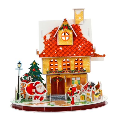 Milisten Weihnachts Puzzle Haus Kreatives DIY Bastelspielzeug für Weihnachtsmann Themenpuzzle Papierbasiertes Xmas Handgemachtes Batteriefreies Lernspielzeug von Milisten
