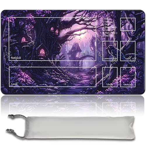 MTG Spielmatte - 60cm x 35cm, Originalkunst, rutschfeste TCG Spielmatte mit Gummiboden und genähten Kanten, Commander TCG Rollbar & Faltbare Kartenmatte (with Zone,mtg49-1) von MilkPlaymat