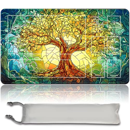 MTG Spielmatte - 60cm x 35cm, Originalkunst, rutschfeste TCG Spielmatte mit Gummiboden und genähten Kanten, Commander TCG Rollbar & Faltbare Kartenmatte (with Zone,mtg49-3) von MilkPlaymat