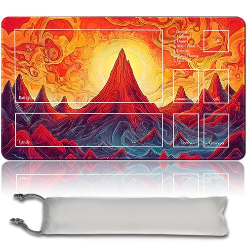 MTG Spielmatte - 60cm x 35cm, Originalkunst, rutschfeste TCG Spielmatte mit Gummiboden und genähten Kanten, Commander TCG Rollbar & Faltbare Kartenmatte (with Zone,mtg49-5) von MilkPlaymat