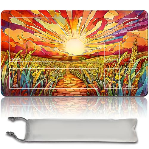 MTG Spielmatte - 60cm x 35cm, Originalkunst, rutschfeste TCG Spielmatte mit Gummiboden und genähten Kanten, Commander TCG Rollbar & Faltbare Kartenmatte (with Zone,mtg49-6) von MilkPlaymat