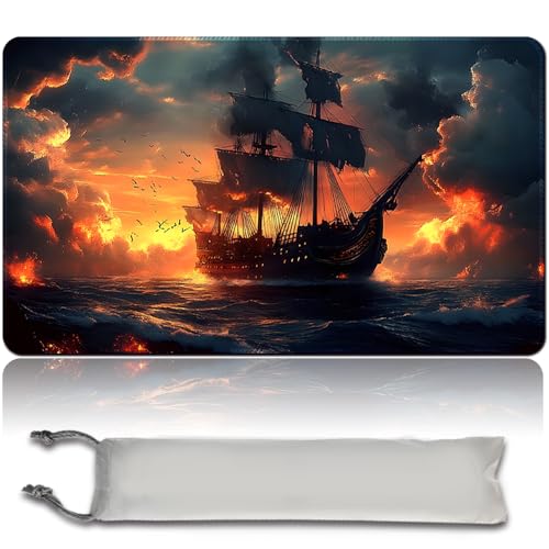 MTG Spielmatte MTG PlayMat -60cm x 35cm, Originalkunst, rutschfeste TCG Spielmatte mit Gummiboden und genähten Kanten, Commander TCG Rollbar & Faltbare Kartenmatte (No Zone,mtg48-9) von MilkPlaymat
