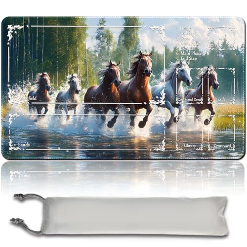 MTG Spielmatte MTG PlayMat -60cm x 35cm, Originalkunst, rutschfeste TCG Spielmatte mit Gummiboden und genähten Kanten, Commander TCG Rollbar & Faltbare Kartenmatte (with Zone,mtg48-2) von MilkPlaymat