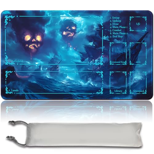 MTG Spielmatte MTG PlayMat -60cm x 35cm, Originalkunst, rutschfeste TCG Spielmatte mit Gummiboden und genähten Kanten, Commander TCG Rollbar & Faltbare Kartenmatte (with Zone,mtg48-3) von MilkPlaymat
