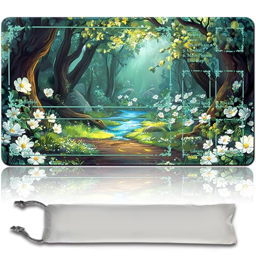 MTG Spielmatte MTG PlayMat -60cm x 35cm, Originalkunst, rutschfeste TCG Spielmatte mit Gummiboden und genähten Kanten, Commander TCG Rollbar & Faltbare Kartenmatte (with Zone,mtg48-4) von MilkPlaymat