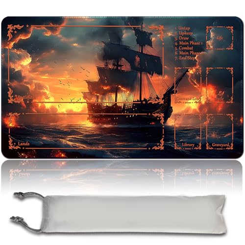 MTG Spielmatte MTG PlayMat -60cm x 35cm, Originalkunst, rutschfeste TCG Spielmatte mit Gummiboden und genähten Kanten, Commander TCG Rollbar & Faltbare Kartenmatte (with Zone,mtg48-9) von MilkPlaymat