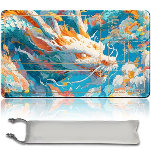 MTG Spielmatte Premium XXL Gaming Matte (60x35cm) - Hochauflösendes Fantasy Design - rutschfeste Gummimatte für TCG/CCG/MTG (with Zone,mtg50-1) von MilkPlaymat