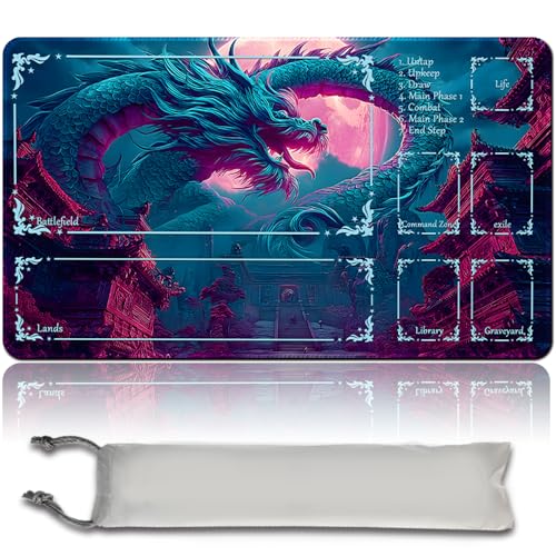 MTG Spielmatte Premium XXL Gaming Matte (60x35cm) - Hochauflösendes Fantasy Design - rutschfeste Gummimatte für TCG/CCG/MTG (with Zone,mtg50-10) von MilkPlaymat