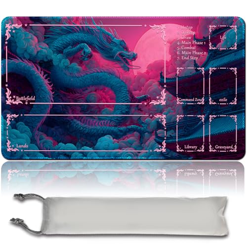 MTG Spielmatte Premium XXL Gaming Matte (60x35cm) - Hochauflösendes Fantasy Design - rutschfeste Gummimatte für TCG/CCG/MTG (with Zone,mtg50-11) von MilkPlaymat
