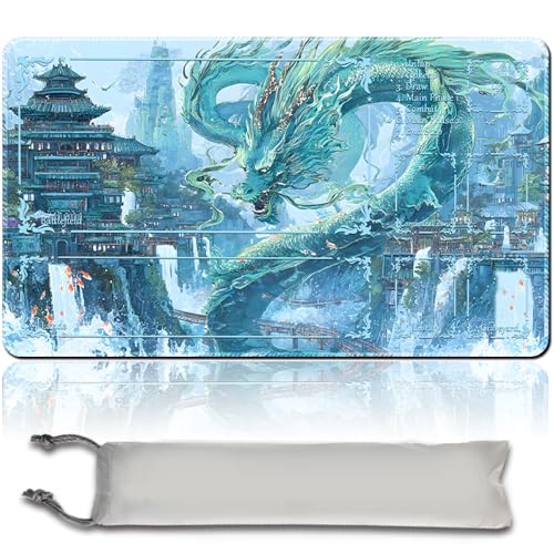 MTG Spielmatte Premium XXL Gaming Matte (60x35cm) - Hochauflösendes Fantasy Design - rutschfeste Gummimatte für TCG/CCG/MTG (with Zone,mtg50-2) von MilkPlaymat