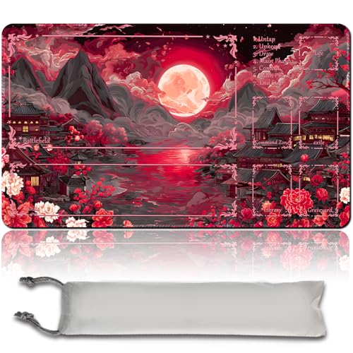 MTG Spielmatte Premium XXL Gaming Matte (60x35cm) - Hochauflösendes Fantasy Design - rutschfeste Gummimatte für TCG/CCG/MTG (with Zone,mtg50-3) von MilkPlaymat