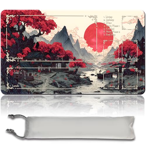 MTG Spielmatte Premium XXL Gaming Matte (60x35cm) - Hochauflösendes Fantasy Design - rutschfeste Gummimatte für TCG/CCG/MTG (with Zone,mtg50-5) von MilkPlaymat
