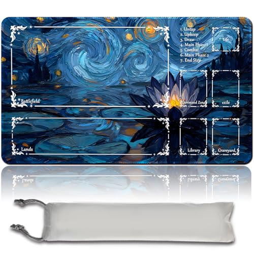 MTG Spielmatte Premium XXL Gaming Matte (60x35cm) - Hochauflösendes Fantasy Design - rutschfeste Gummimatte für TCG/CCG/MTG (with Zone,mtg50-6) von MilkPlaymat