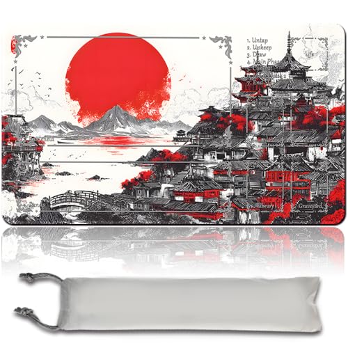 MTG Spielmatte Premium XXL Gaming Matte (60x35cm) - Hochauflösendes Fantasy Design - rutschfeste Gummimatte für TCG/CCG/MTG (with Zone,mtg50-7) von MilkPlaymat