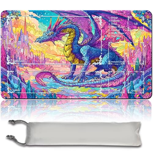 MTG Spielmatte Premium XXL Gaming Matte (60x35cm) - Hochauflösendes Fantasy Design - rutschfeste Gummimatte für TCG/CCG/MTG (with Zone,mtg50-8) von MilkPlaymat