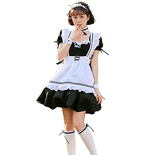 Damen Maid Cosplay Outfit Französische Schürze Maid Fancy Dress Kostüm Set Anime Halloween Kostüm von Millay