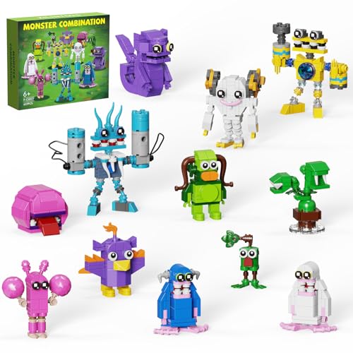 12-in-1-Baustein My Singing Monsters, Mini-Singspiel, Monsterspielzeug, Entbrat, Bowgart, Furcorn, Wubbox, Tawkerr, Pom, Ghazt-Figur, Geschenkidee für Jungen und Mädchen ab 6 Jahren (637 Teile) von Millionspring